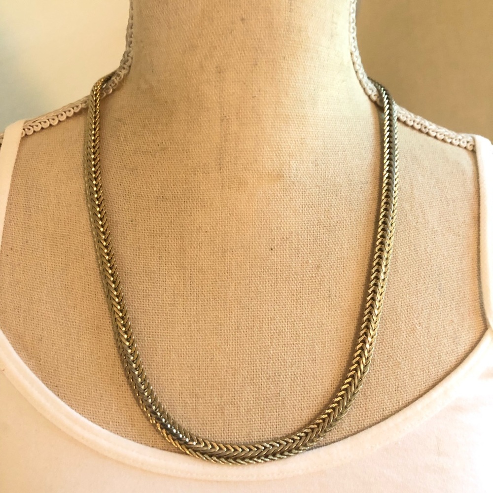 Vintage 90s gold plated braided chain necklace